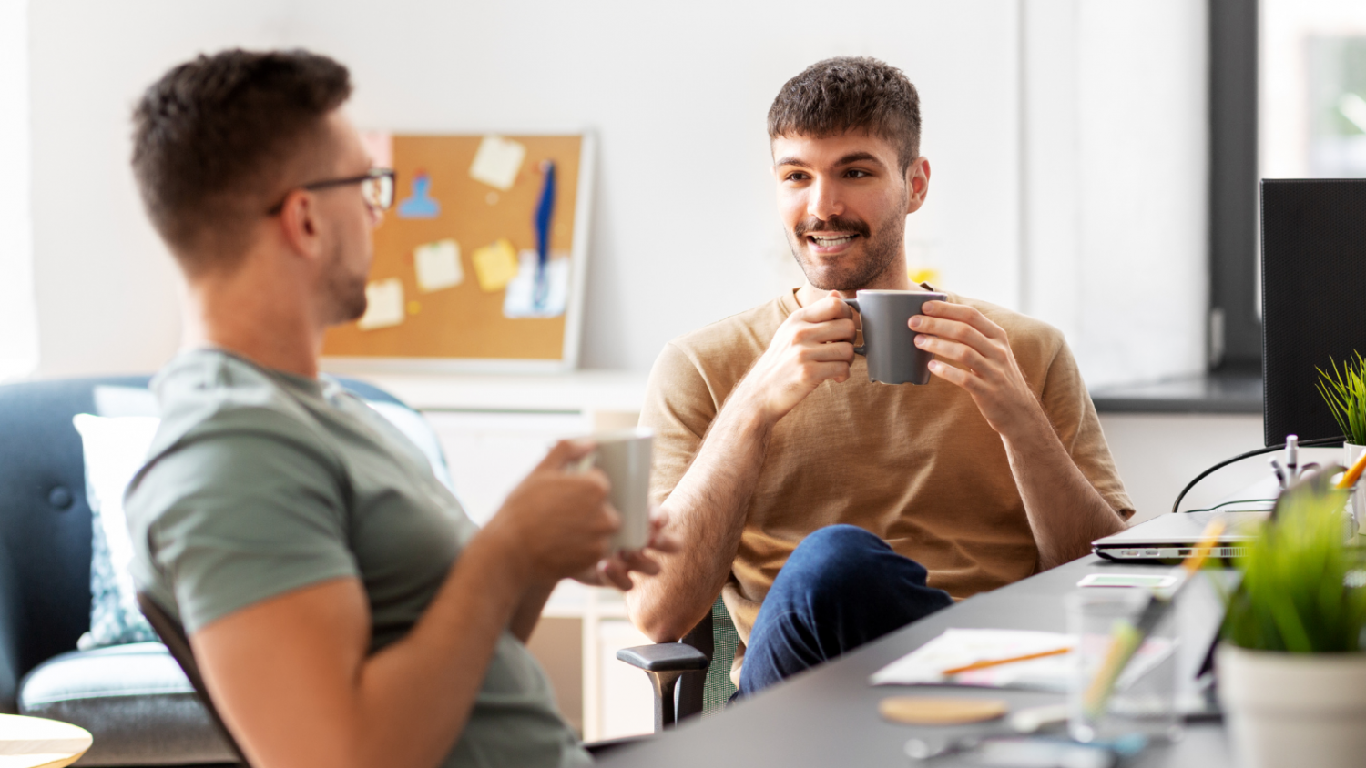 Two people having a cup of tea
